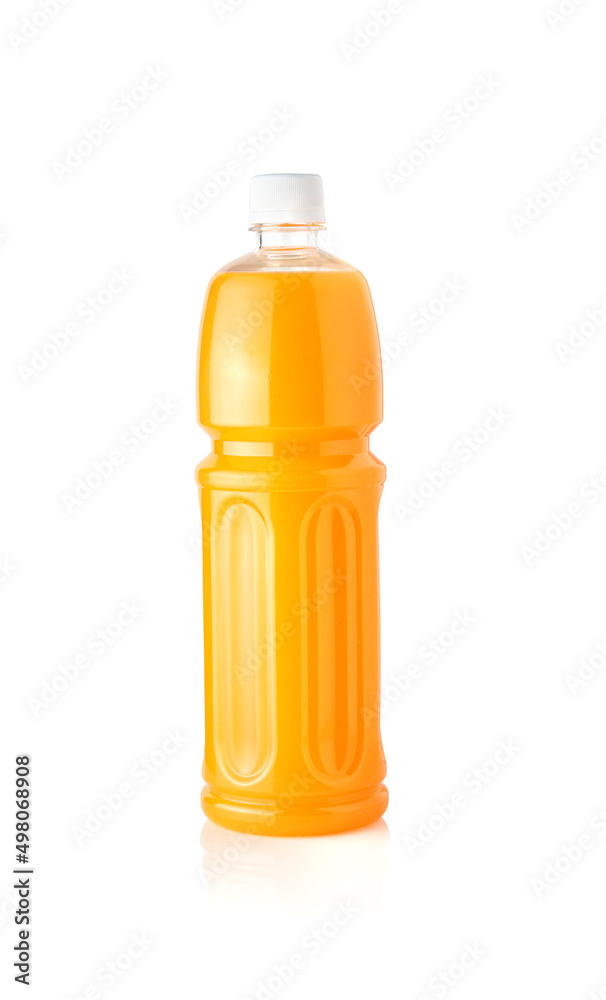 Fresh orange juice in bottle isolated on white background. Fresh orange juice in bottle isolated on white background.