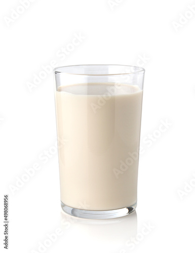 Soya milk in glass isolated on white background.