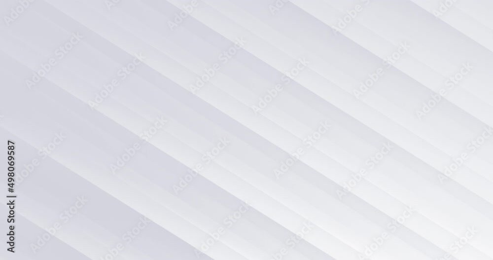 Elegant light grey white seamless looped background. Diagonal white stripes animation. Digital minimal geometric 3d BG. Technology metallic line. Premium luxury design template. Animated soft pattern