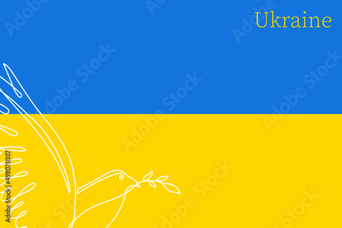 Ukraine flag background with dove and olive branch, symbol of peace and freedom. National blue-yellow sign of independence, backdrop. country wallpaper.Isolated.Vector illustration