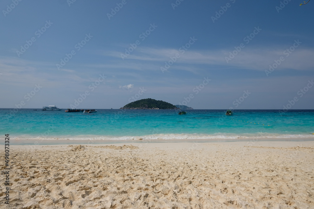 Beautiful scene of seascape, Sunny day, the natural landscape of gorgeous tropical beaches and the sea