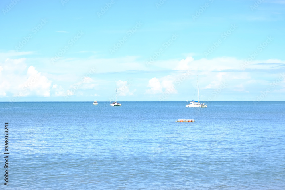 Boat on the sea, Natural scenery of beautiful tropical beaches and sea on a clear day sea beach area, sea view Boat on the sea, Natural scenery of beautiful tropical beaches and sea on a clear day sea beach area, sea view