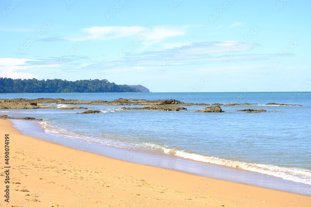 Beautiful beach with sky and sunshine and sea view