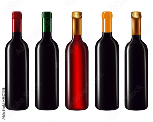 Wine bottles isolated on white