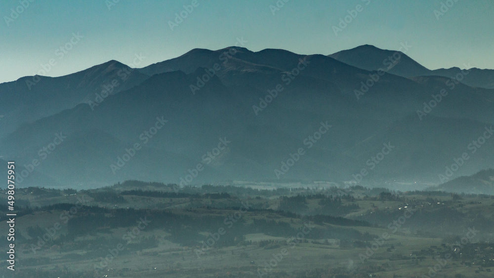 Panorama of the Tatra Mountains from the observation tower in Goriec