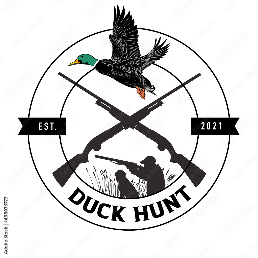 Duck hunting logo design ideas, vector illustration Stock Vector