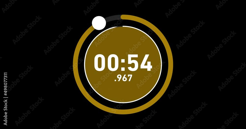 Digital countdown clock timer in 1 minute or 60 seconds to 0 second. 