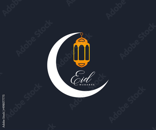 Eid Mubarak Moon with Islamic design Islamic symbol. Eid Mubarak Logo Design Vector.