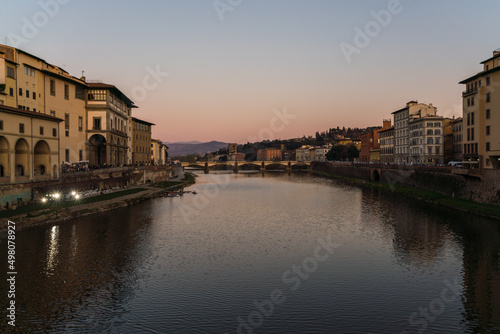 dusk view of arno river in Florence  Italy