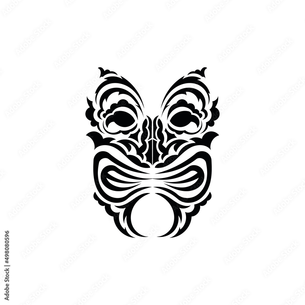 Tribal mask. Black tattoo in the style of the ancient tribes. Maori style. Vector illustration isolated on white background. Tribal mask. Black tattoo in the style of the ancient tribes. Maori style. Vector illustration isolated on white background.