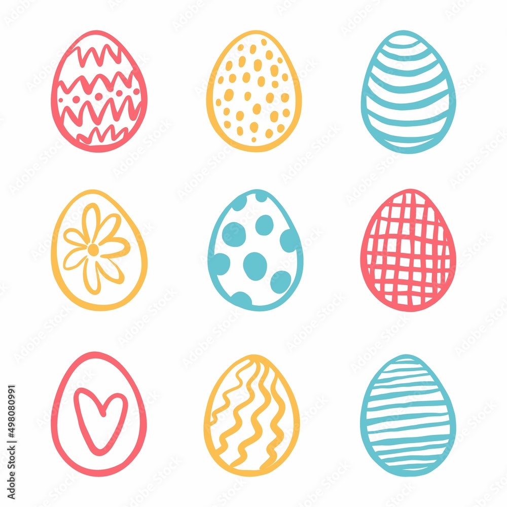 Easter eggs drawn by hand
