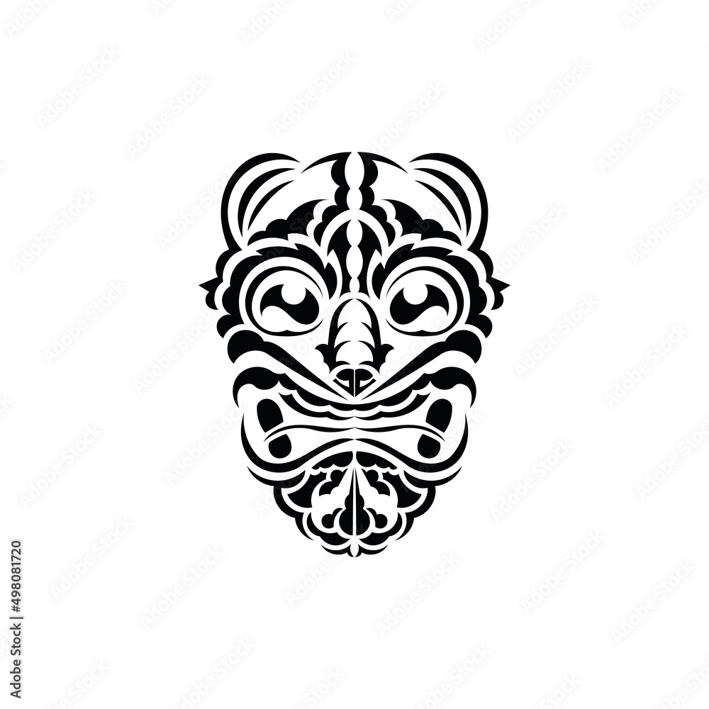 The face of a viking or orc. Traditional totem symbol. Simple style. Vector illustration isolated on white background.