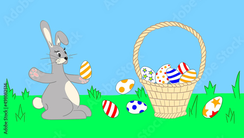 easter bunny with easter eggs