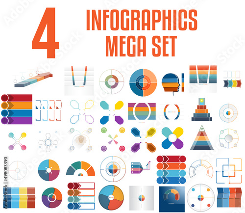 Mega set of infographics.Vector templates 4 positions