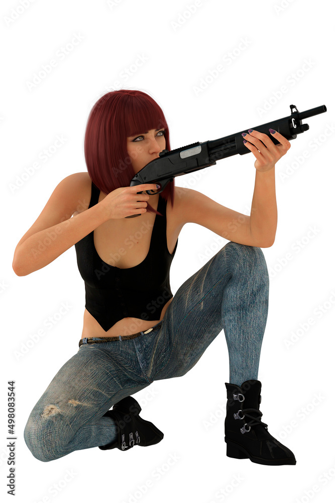 Urban fantasy woman , 3d render on white background