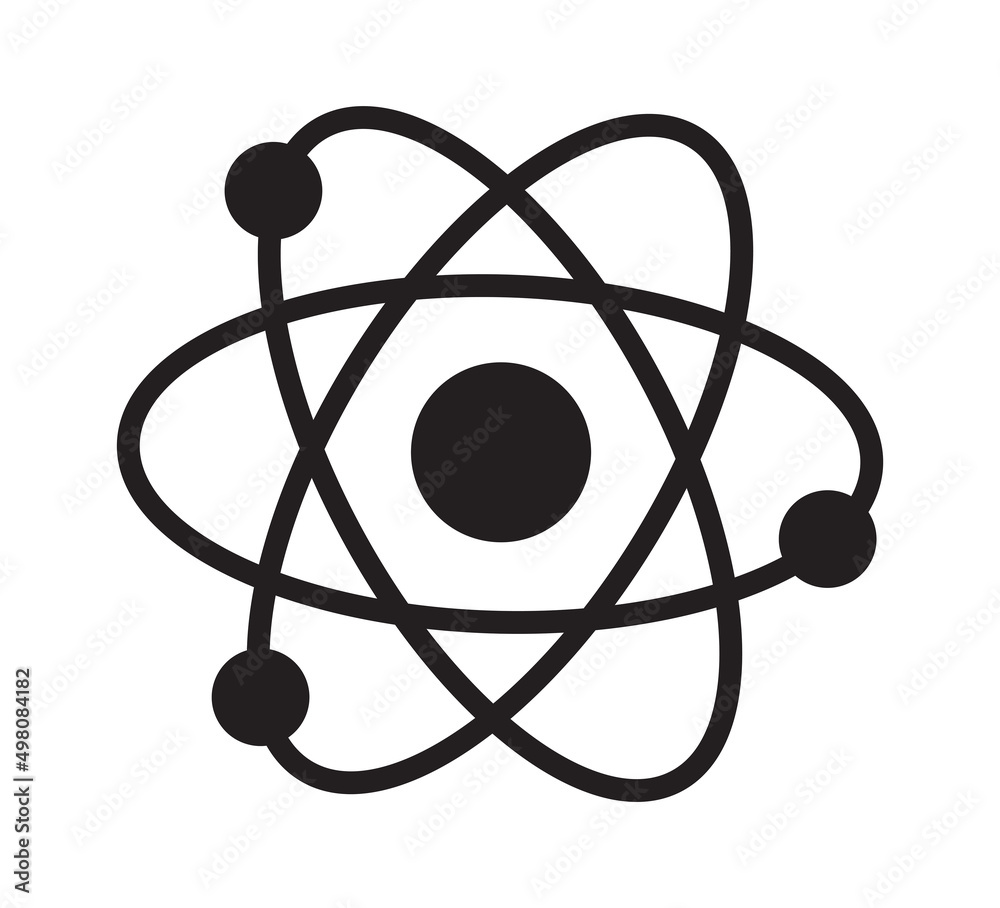 Atom icon in flat style. Vector illustration isolated on white Atom icon in flat style. Vector illustration isolated on white