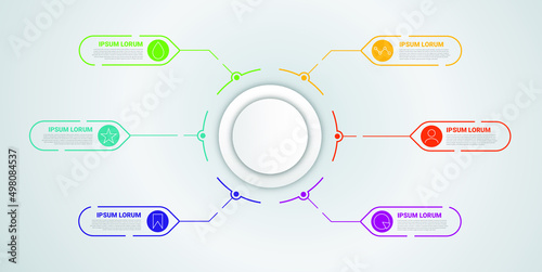 6 Circle Infogaphic with connectivity process diagram