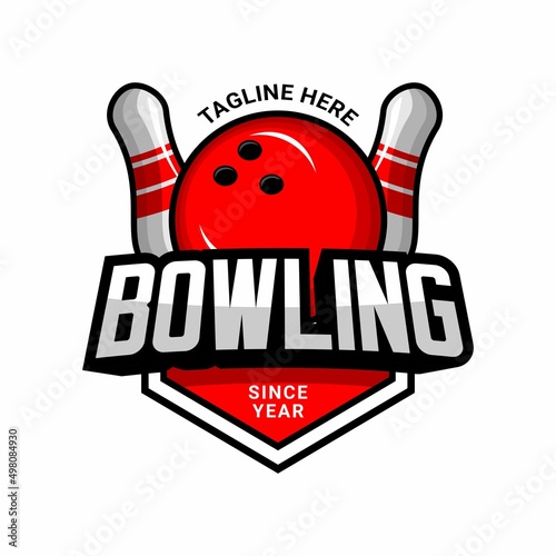 bowling sports logo vector on white background