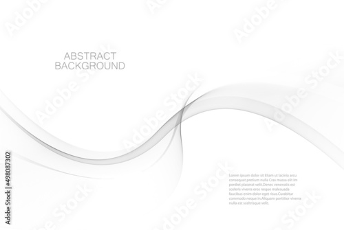 Flow of gray swirling waves on a white background. Abstract wave flow