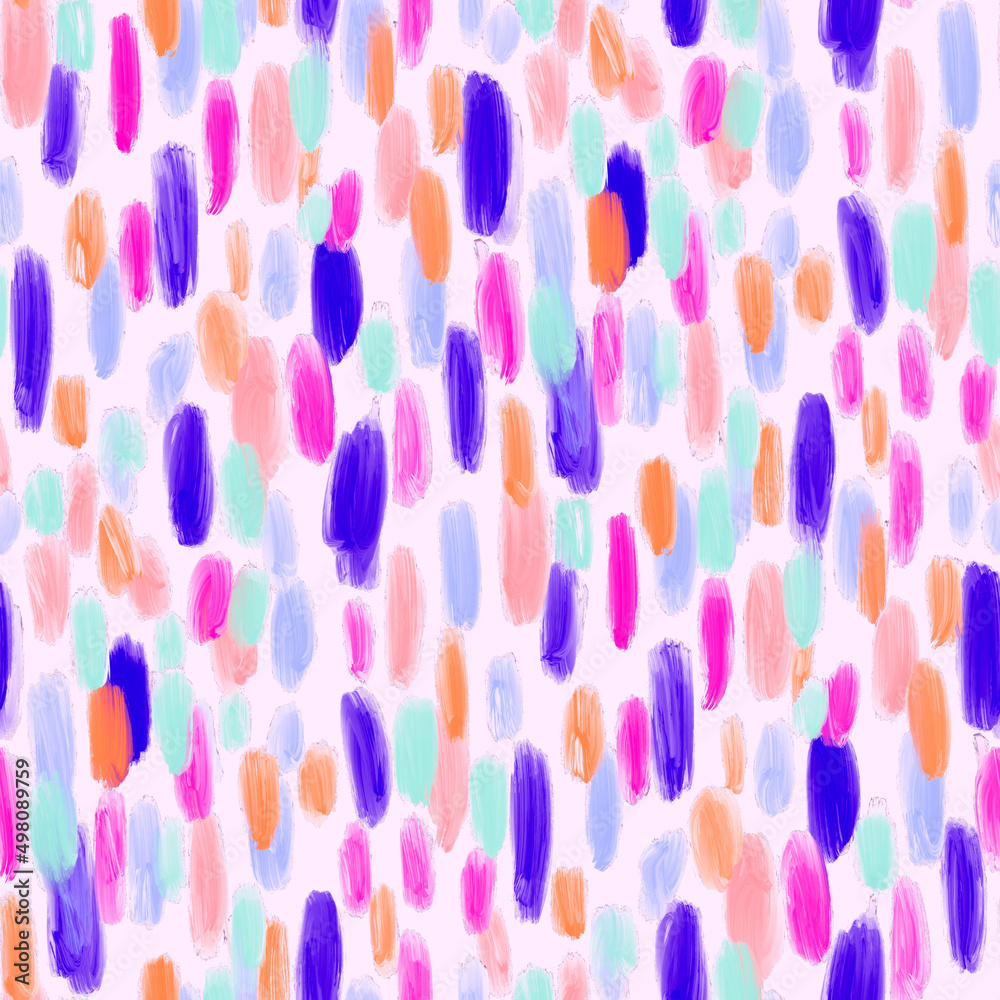 Creative seamless pattern with beautiful bright abstract elements. Colorful texture for any kind of a design. Graphic abstract background. Contemporary art. Trendy modern style. Oil paint effect.	