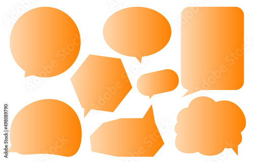 Set orange speech bubbles on white background. chat box or chat vector square and doodle message or communication icon Cloud speaking for comics and minimal message dialog