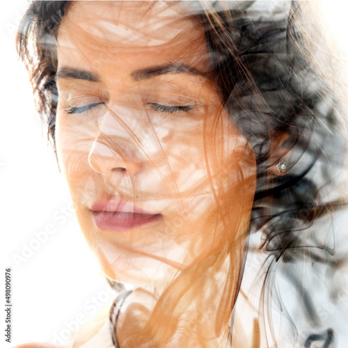 In the flow. Creative double exposure portrait