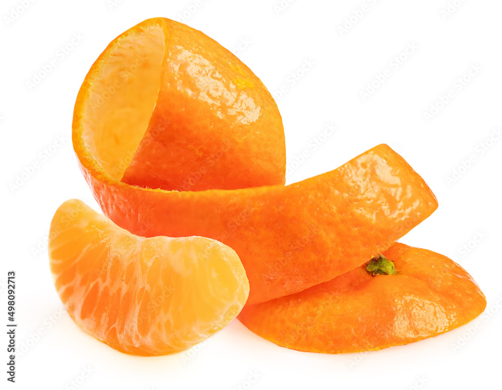 Peeled Mandarines oranges fruits or tangerines isolated on white background. Peeled Mandarines oranges fruits or tangerines isolated on white background.