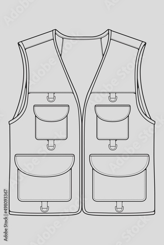 chest vest bag outline drawing vector, chest vest bag in a sketch style, trainers template outline, vector Illustration.
