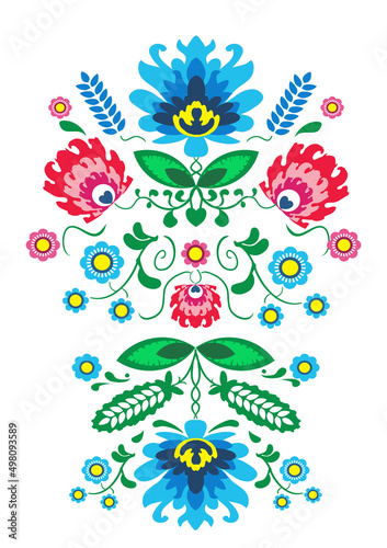Wzór ludowy kwiaty, wielkaoc, ozdoba, deseń