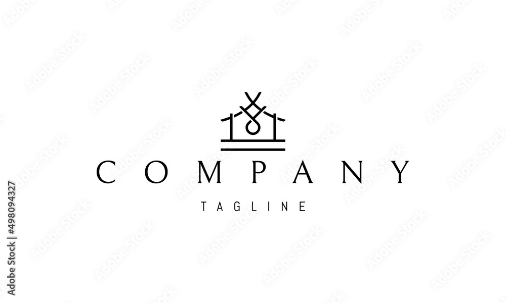 Vector logo on which an abstract image of a house with a figured roof and a drop inside. Vector logo on which an abstract image of a house with a figured roof and a drop inside.