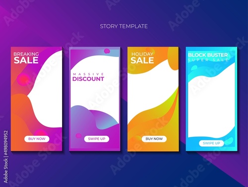 Colorful Gradient abstracter sale instagram stories premium vector template. Stories template to attract new customers for social media marketing. Liquid abstract design.