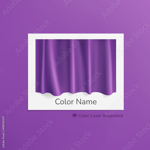 realistic fabric textile color swatches mockup in purple color background for color presentation or display. vector