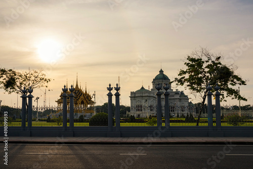 The Ananta Samakhom Throne Hall at sunset, Bangkok photo