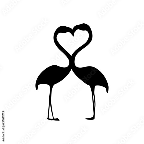 flamingo silhouette vector illustration. two flamingo make love symbol.