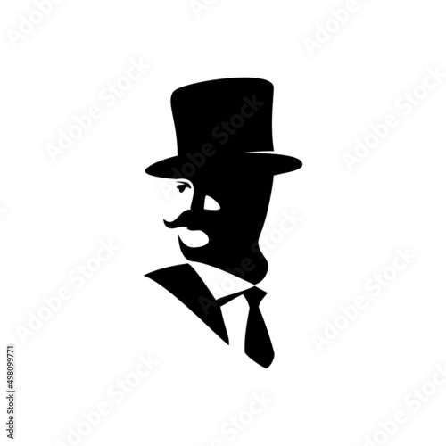 gentleman logo template. man with hat silhouette. male sign and symbol vector illustration