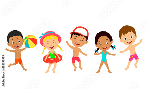 kids jumping in summer