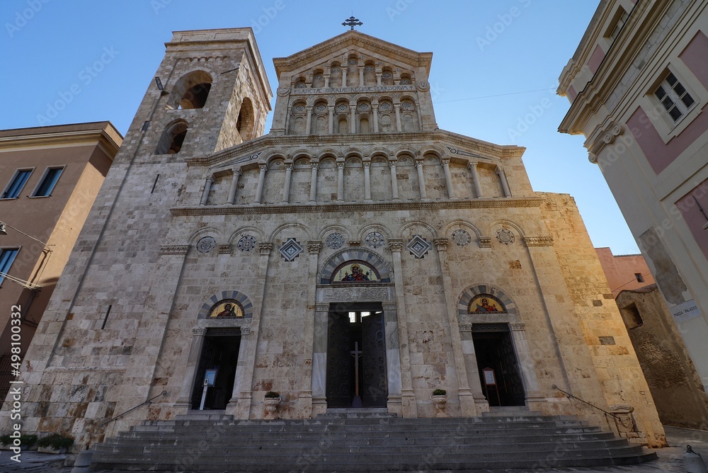 Facade of the Cathedral in Cagliari, Sardinia, Italy