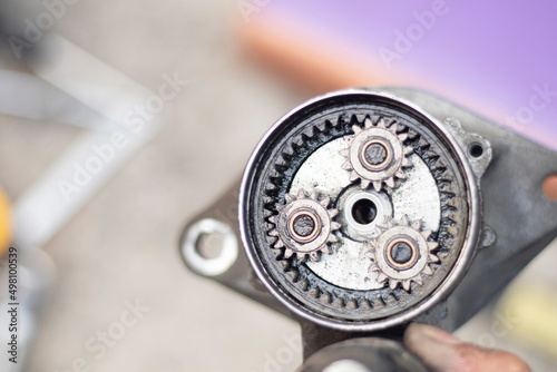 Old grease in the starter motor gear set.