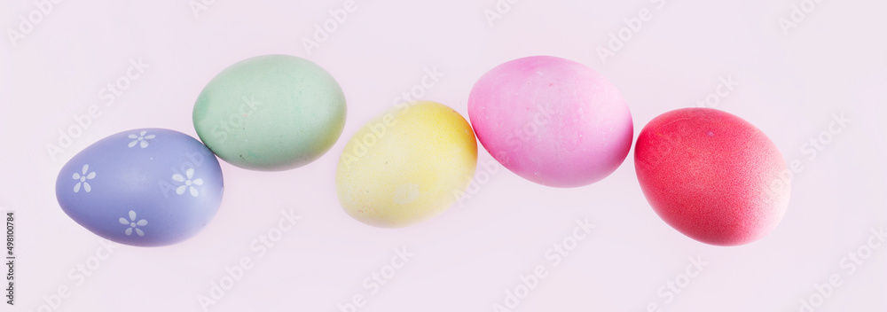 Easter scene with colored eggs