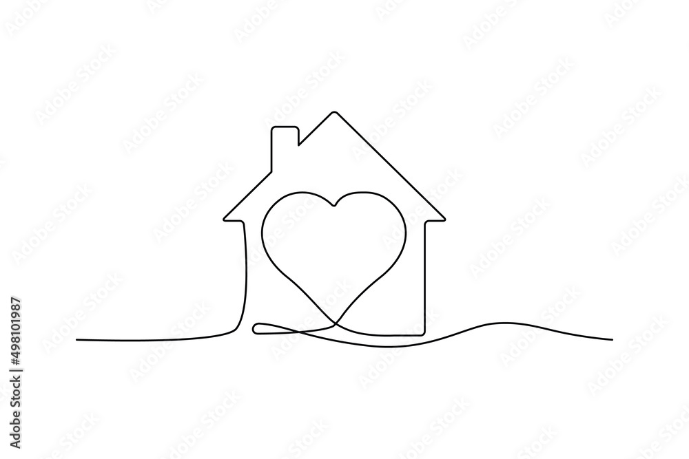 Continuous Thin Line Home Icon