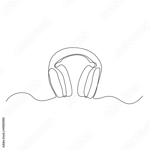 Headphone Linear Art Drawing