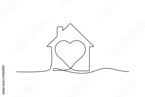 Continuous Thin Line Home Icon
