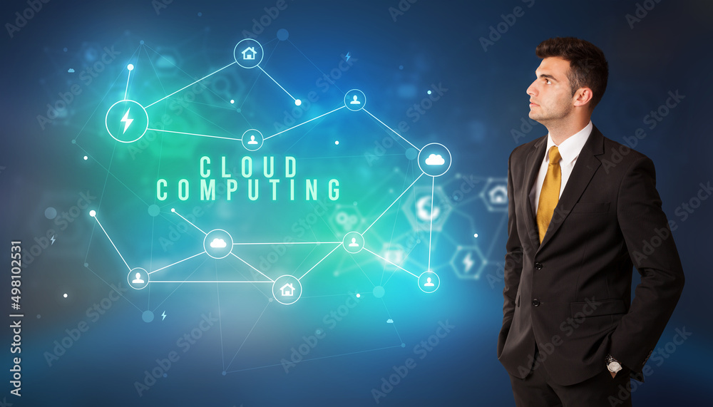 Businessman thinking about technology concept