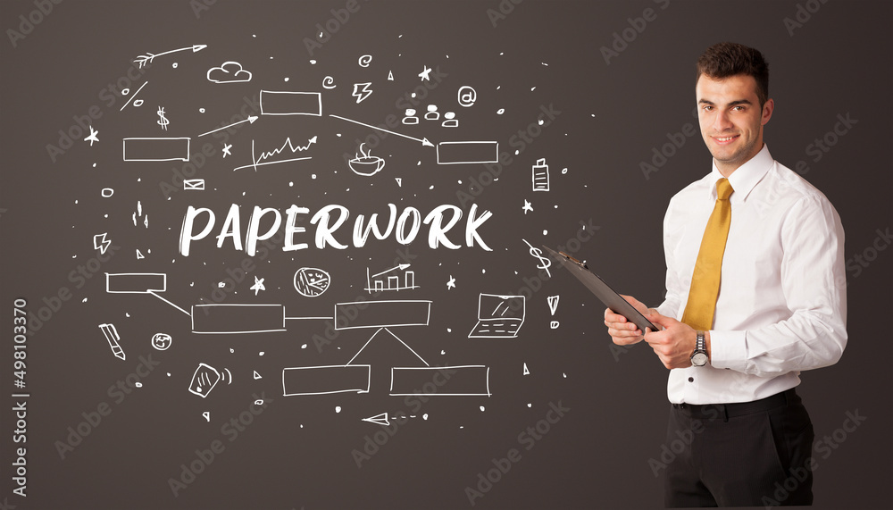 Businessman thinking with educational inscription Businessman thinking with educational inscription