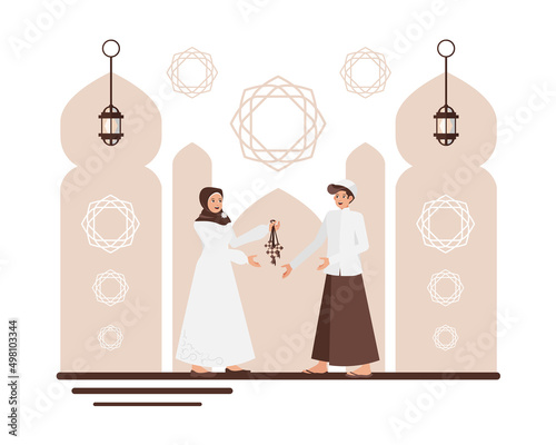 Muslim Shares Ketupat - Islamic creative scene for design assets, social media post, islamic event, ramadan, eid mubarak, landing page, apps, and illustration in general