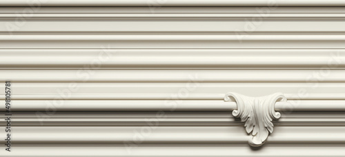 Minimal abstract background for product presentation. Molding stage on cornice pattern background. 3d render illustration. Clipping path of each element included.