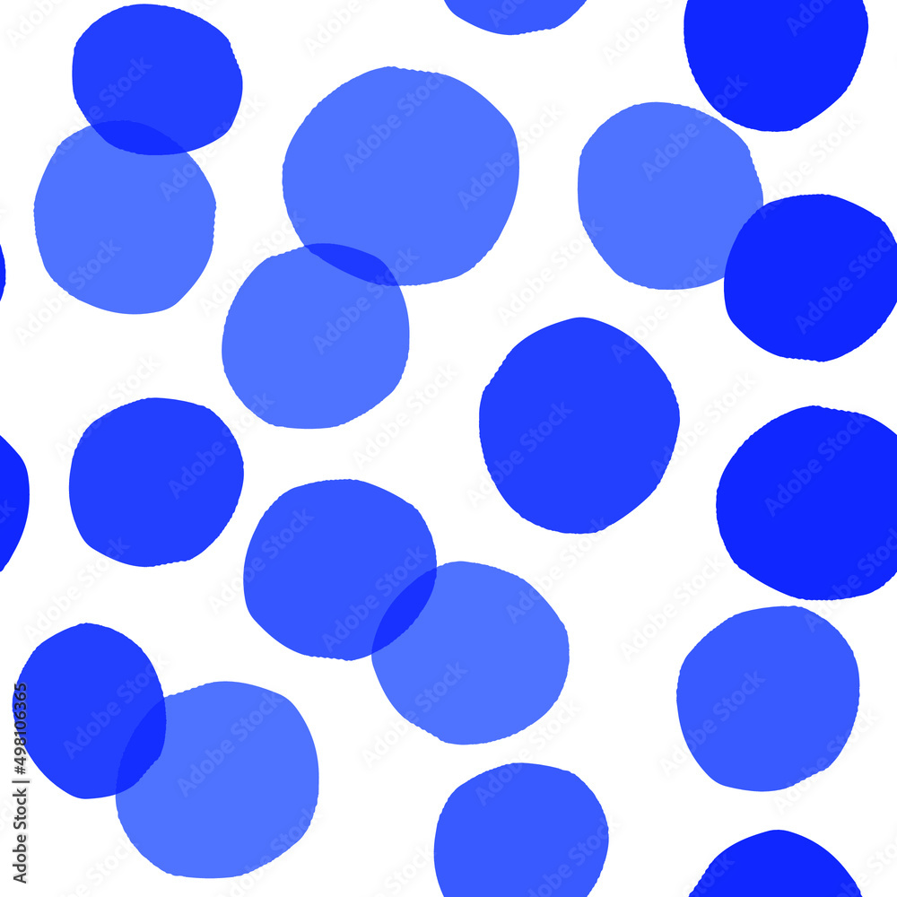 Seamless pattern with ink hand drawn blue circles. Abstract polka dots geometric texture. Vector Illustration Seamless pattern with ink hand drawn blue circles. Abstract polka dots geometric texture. Vector Illustration