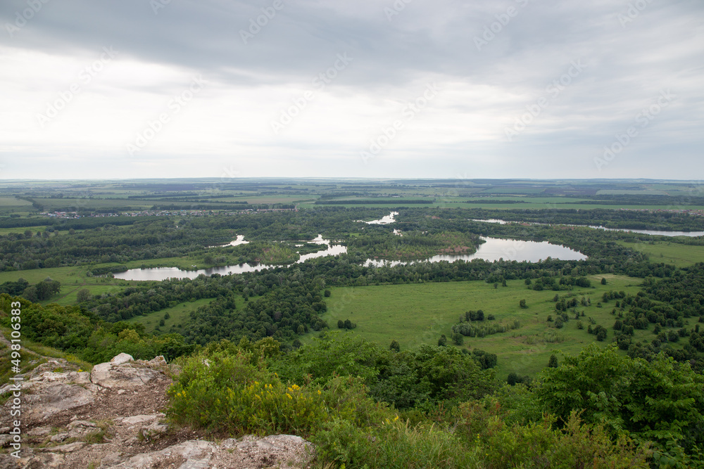 Fototapeta premium View on the top of Yuraktau shihan. Sterlitamak city, republic Bashkortostan, Russia0