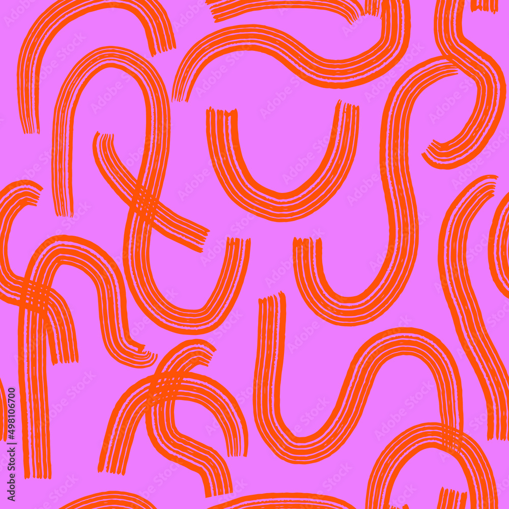 Obraz premium Seamless geometric pattern with abstract hand drawn zigzag shapes. Modern artistic background. Perfect for fabric design, wallpaper, apparel. Vector illustration