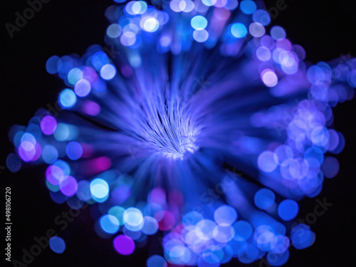 Photography Abstract background fiber optics light close up